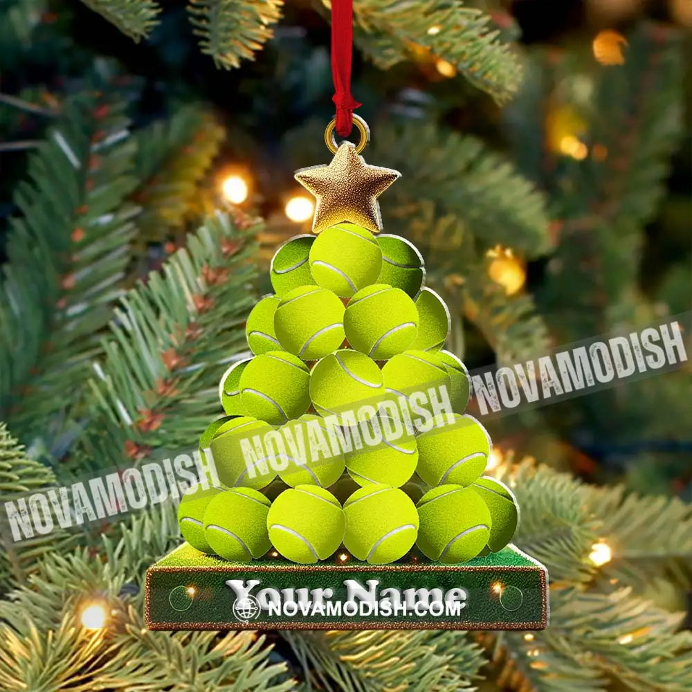 Tennis Ball Tree Christmas Ornament Personalized