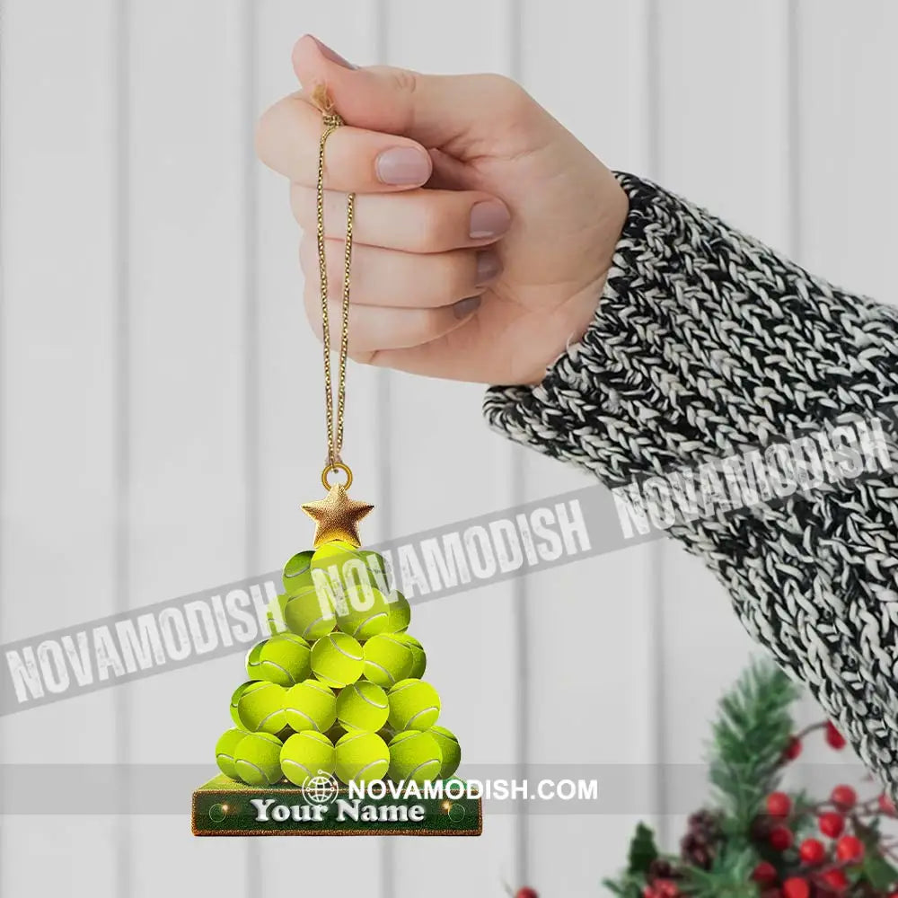 Tennis Ball Tree Christmas Ornament Personalized