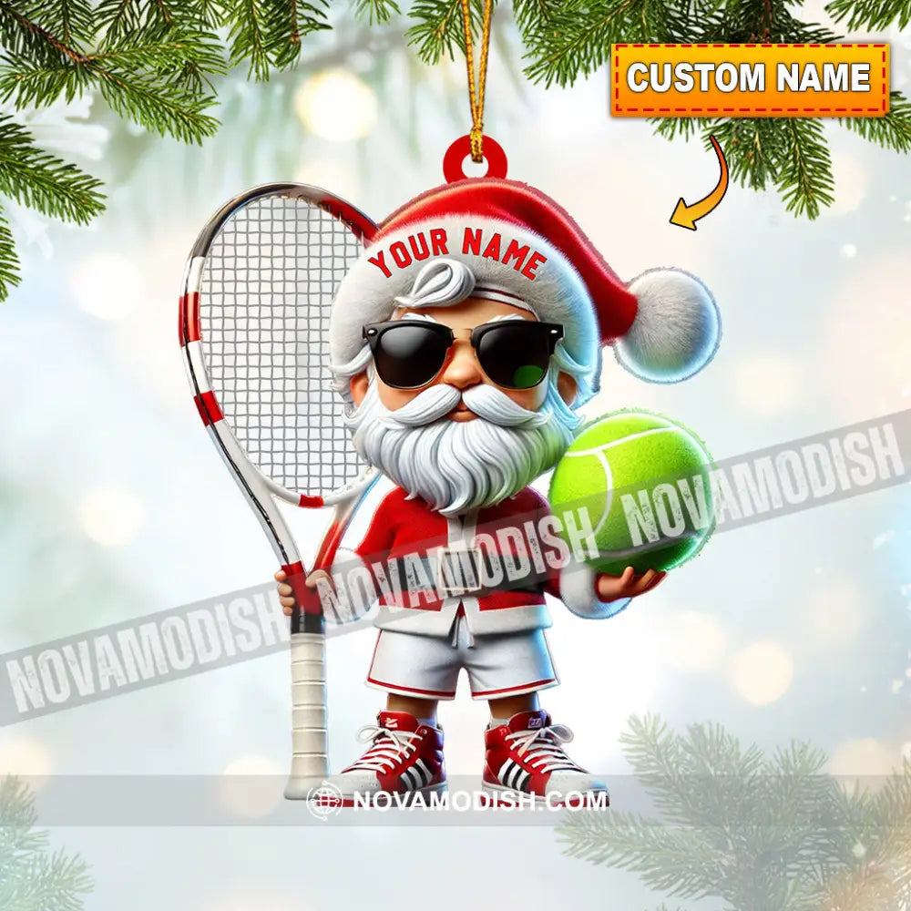 Tennis Santa Christmas Home Decor Ornament Personalized 3.54’’ / 1