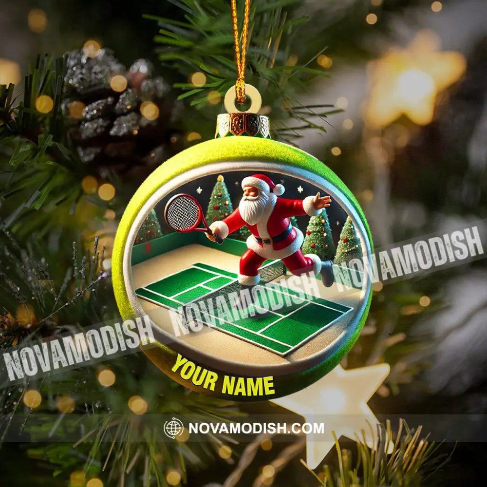 Tennis Santa Decor Christmas Ornament Personalized