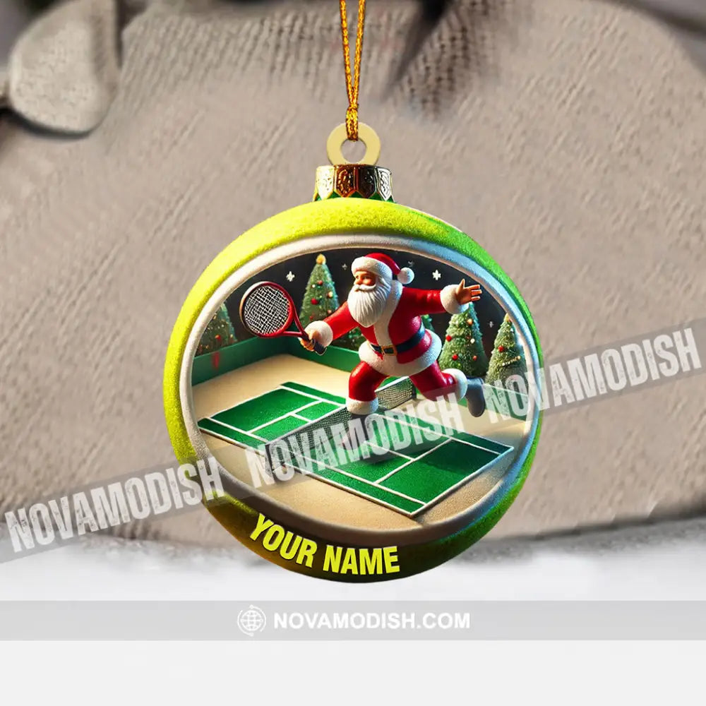 Tennis Santa Decor Christmas Ornament Personalized