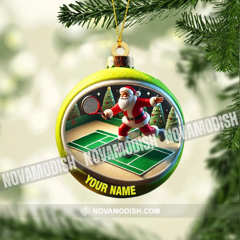 Tennis Santa Decor Christmas Ornament Personalized