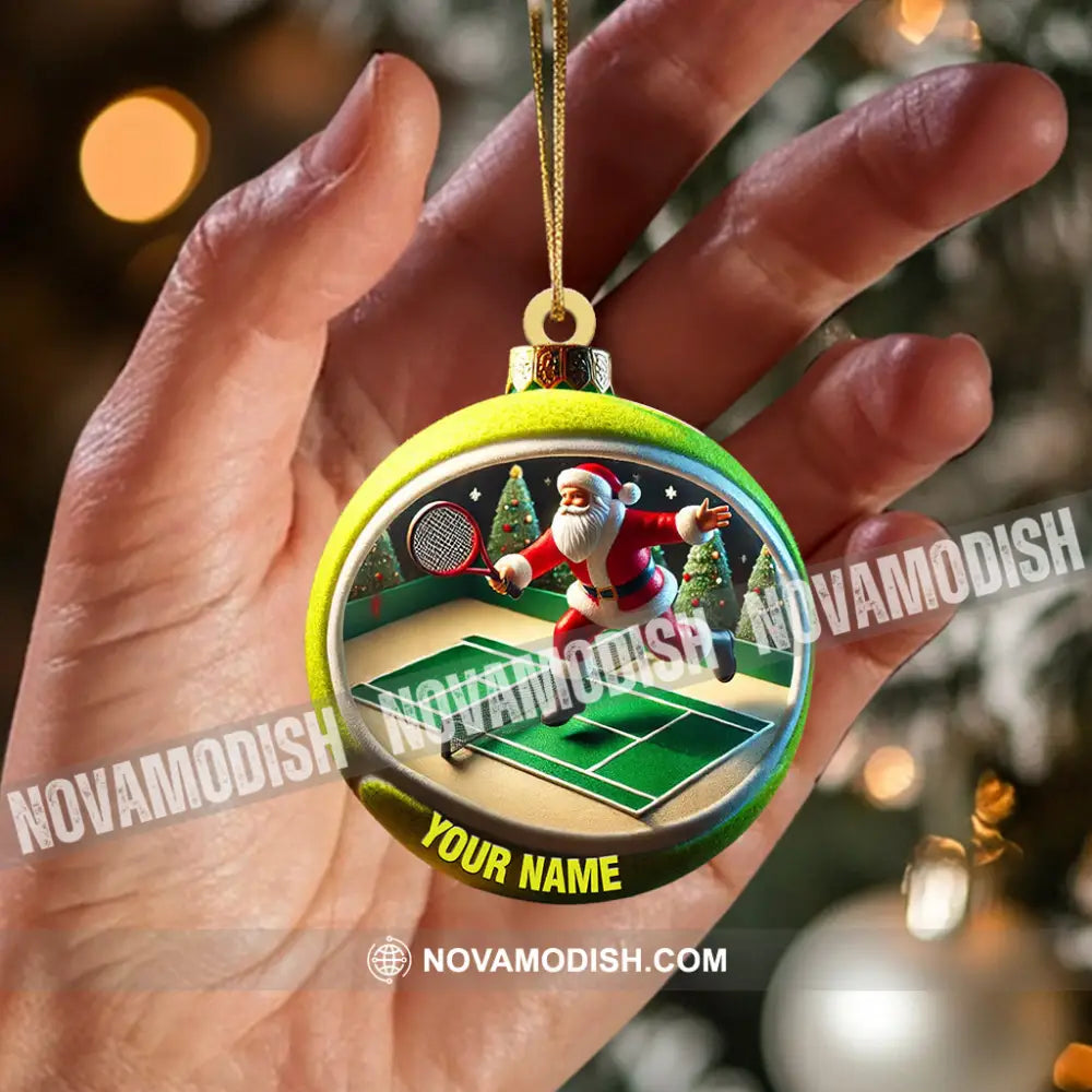 Tennis Santa Decor Christmas Ornament Personalized