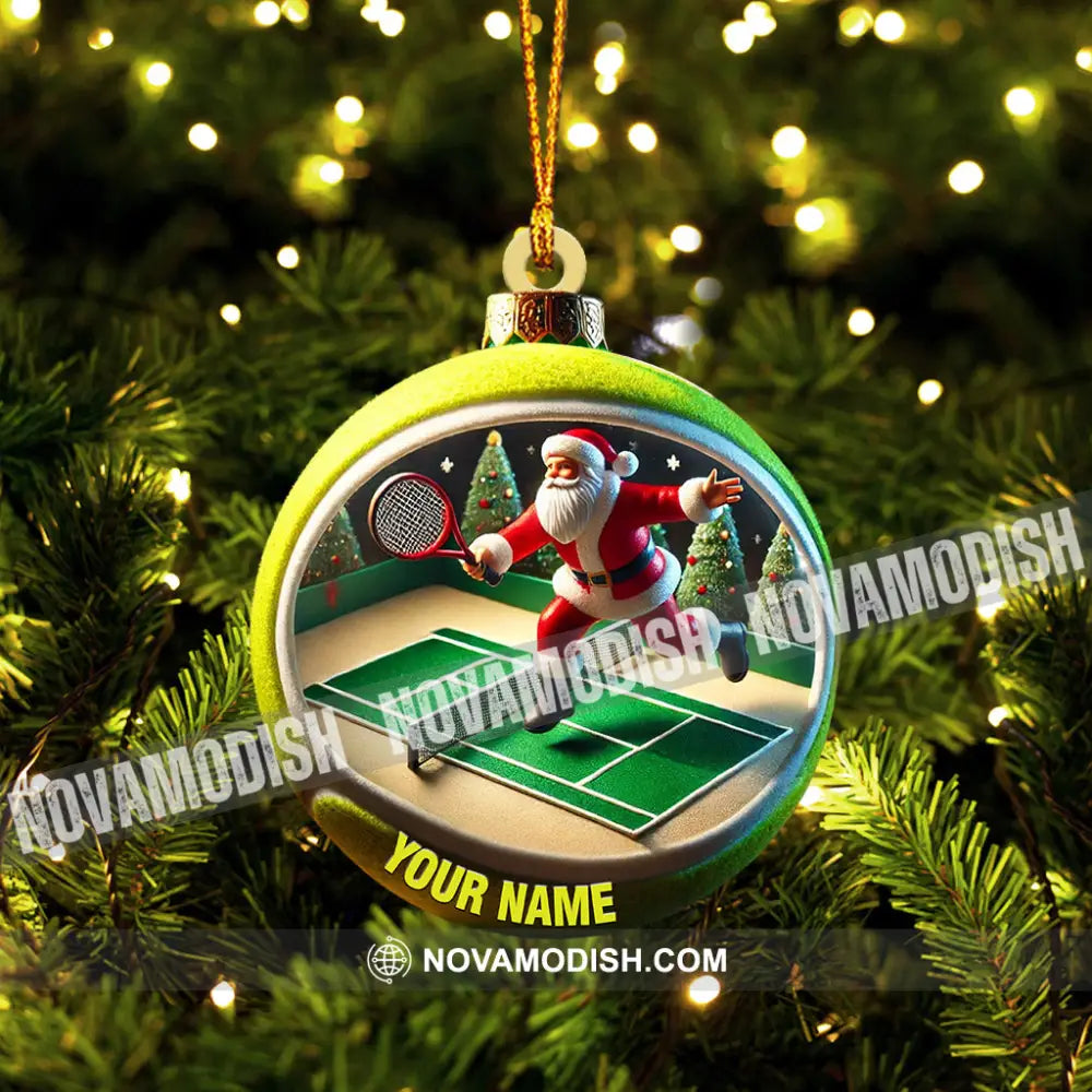 Tennis Santa Decor Christmas Ornament Personalized