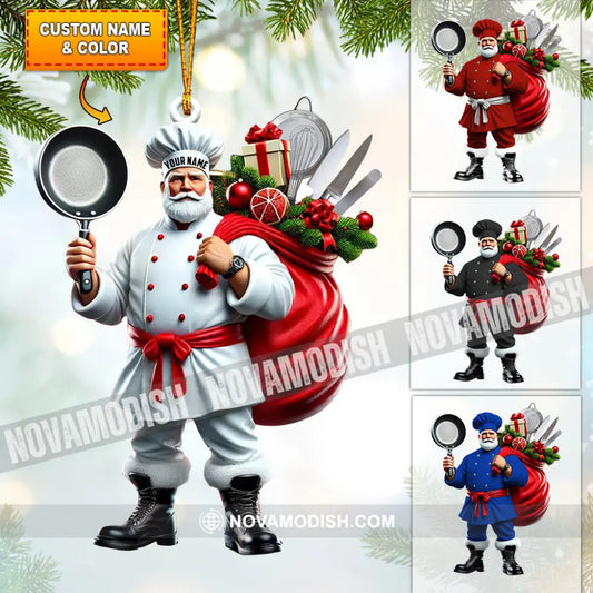 The Chef Santa Coming Christmas Ornament Personalized 3.54’’ / 1