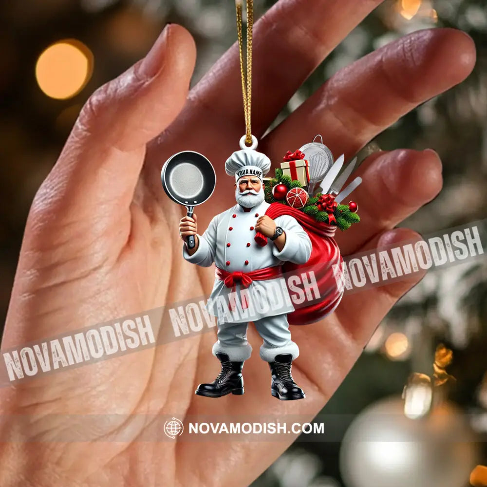 The Chef Santa Coming Christmas Ornament Personalized