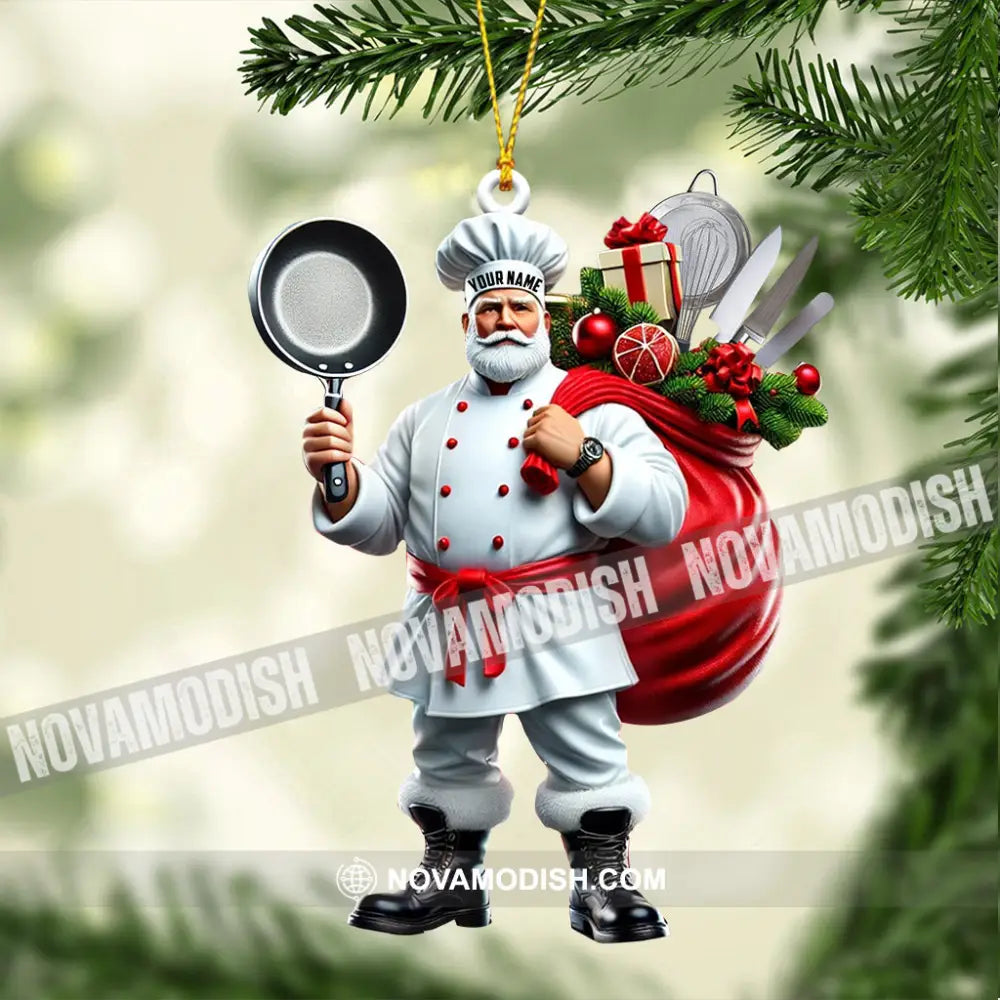 The Chef Santa Coming Christmas Ornament Personalized