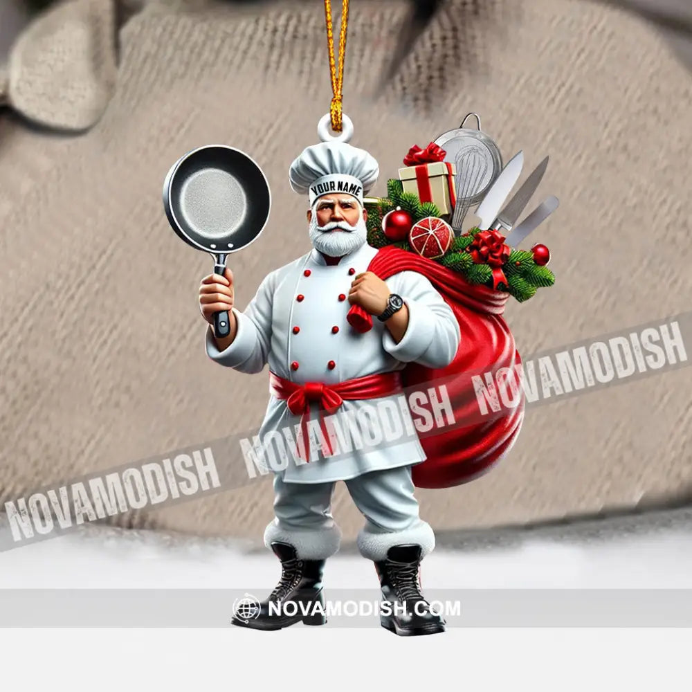 The Chef Santa Coming Christmas Ornament Personalized