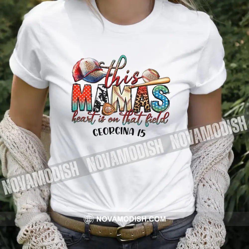 This Mama’s Heart Is On That Fields Personalized Baseball T-Shirt Gift For Lovers Classic