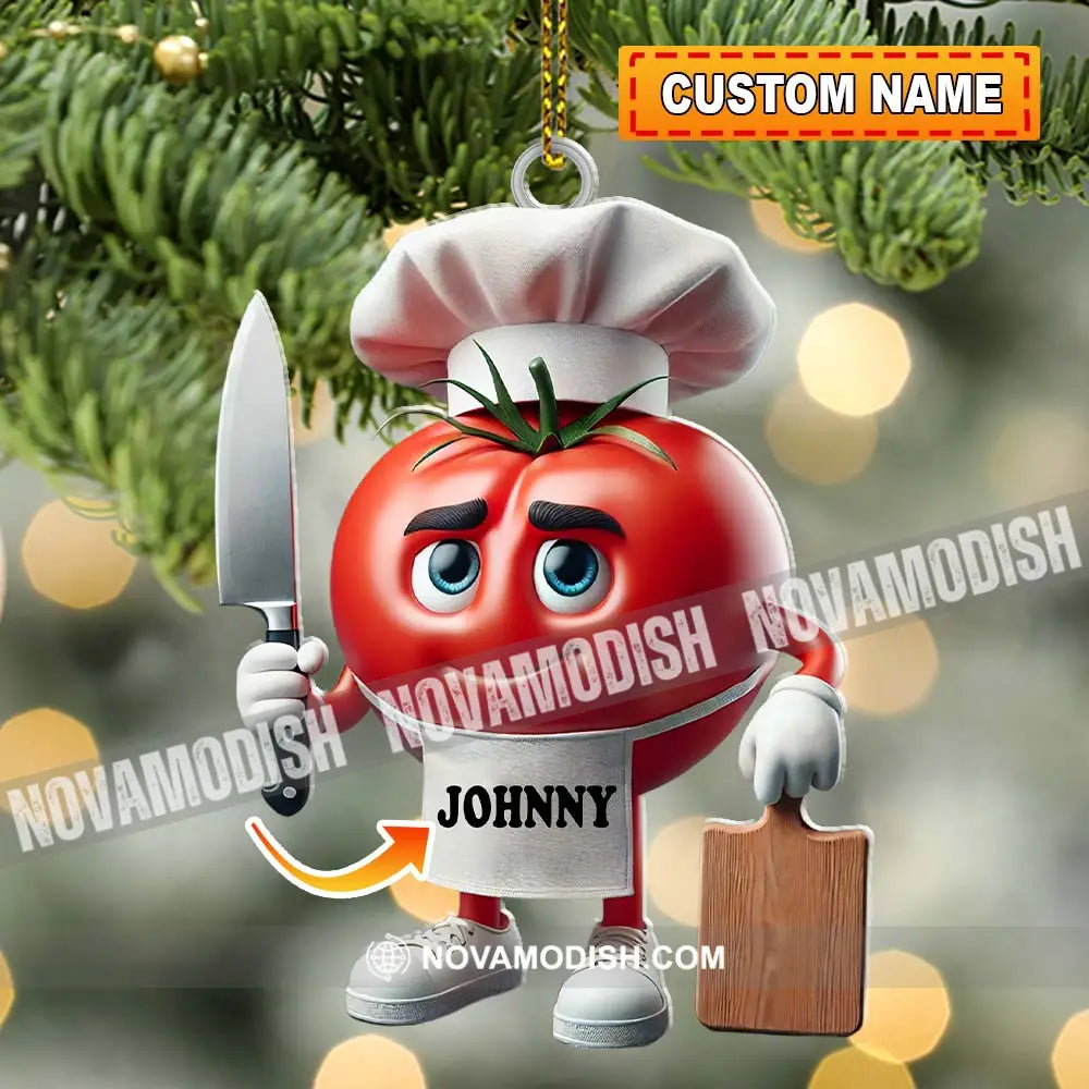 Tomato Chef Christmas Ornament Personalized