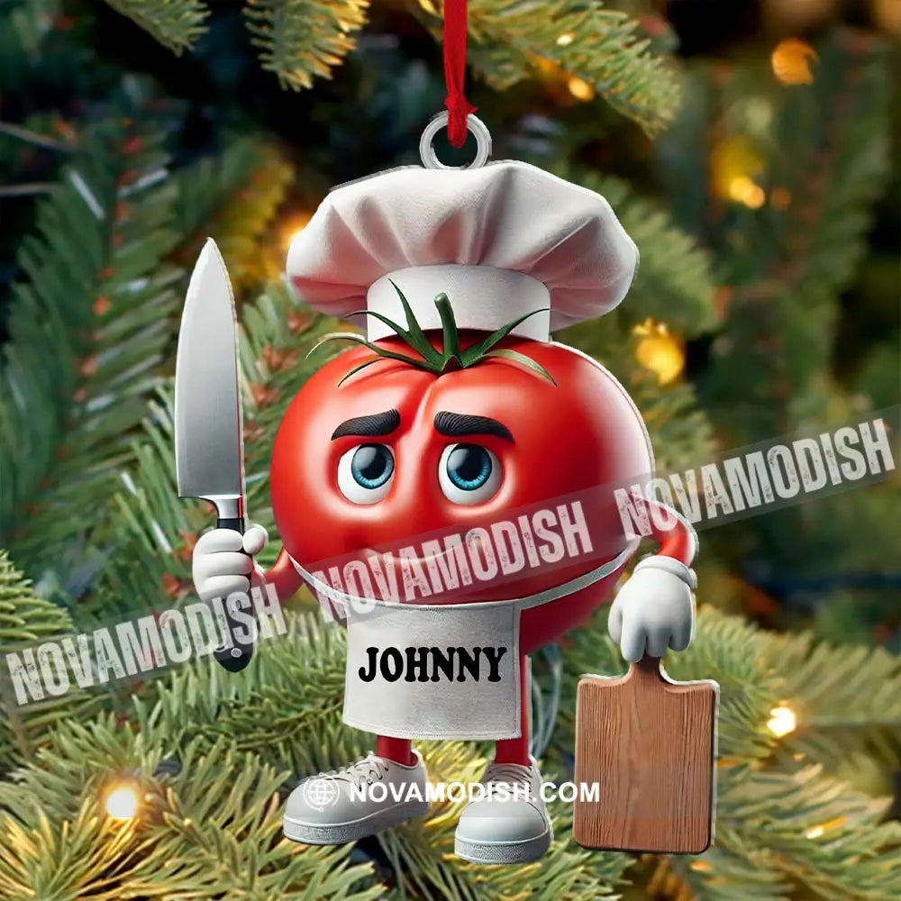 Tomato Chef Christmas Ornament Personalized