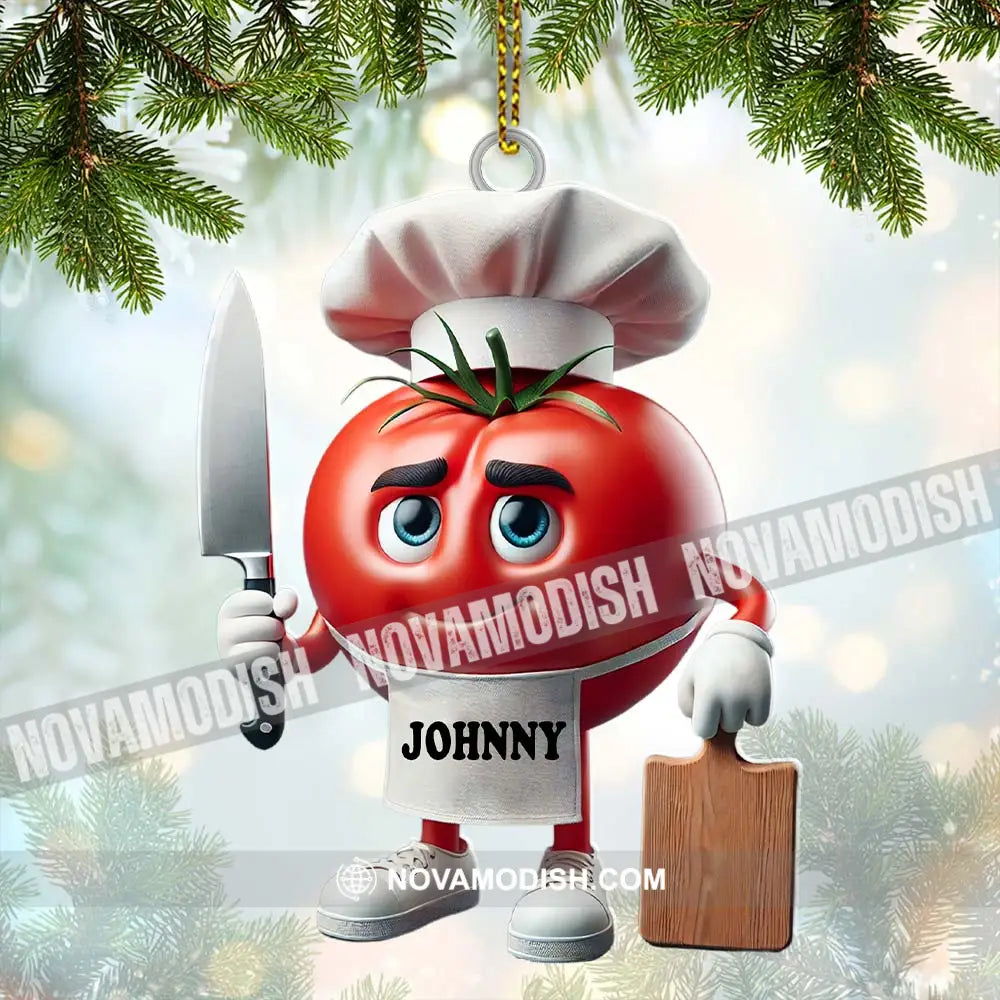 Tomato Chef Christmas Ornament Personalized