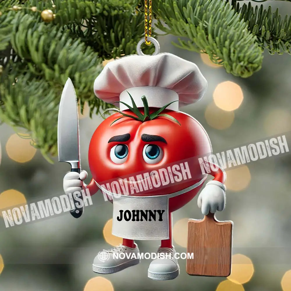 Tomato Chef Christmas Ornament Personalized