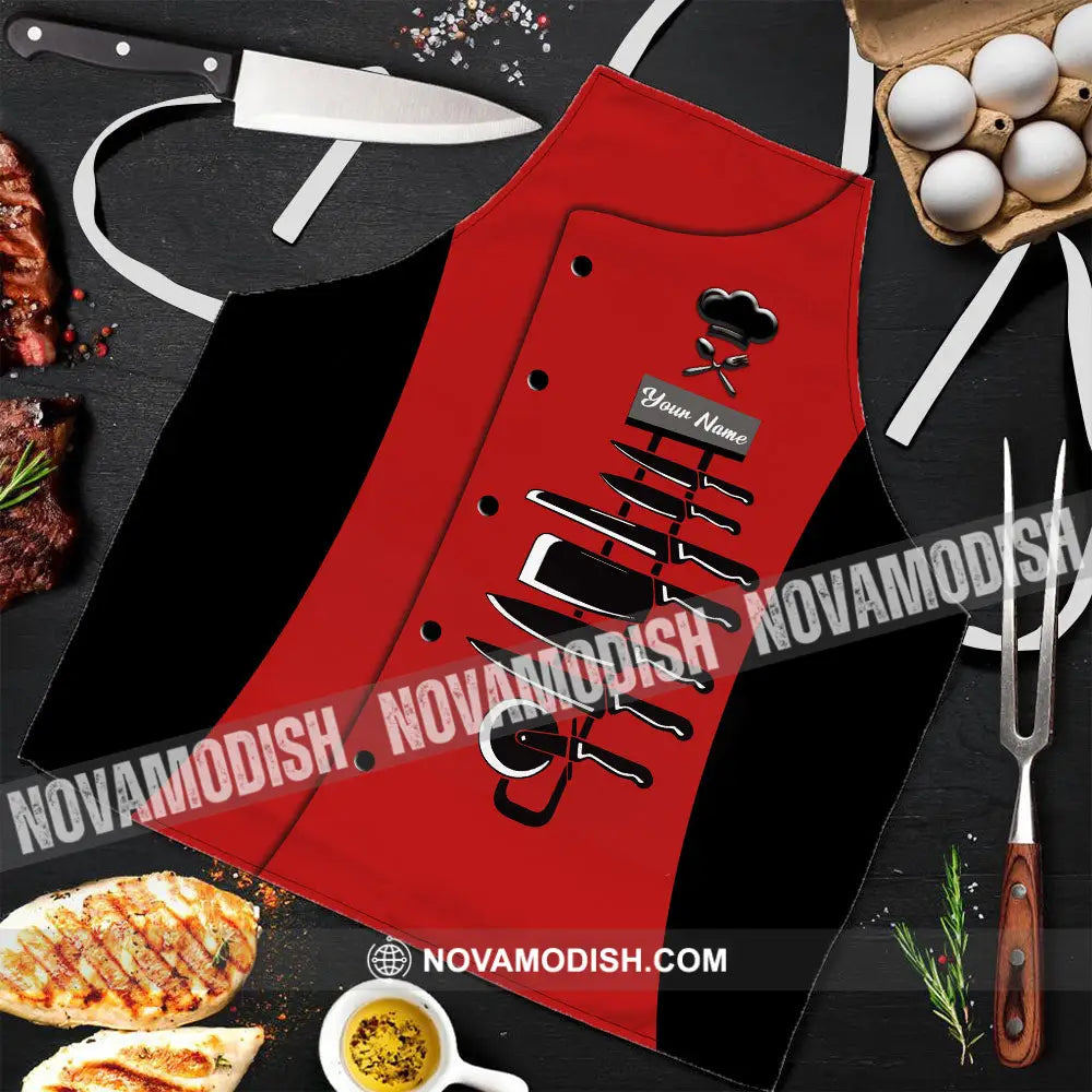 Unisex Apron - Custom Name Apron For Chef - Knife Collection