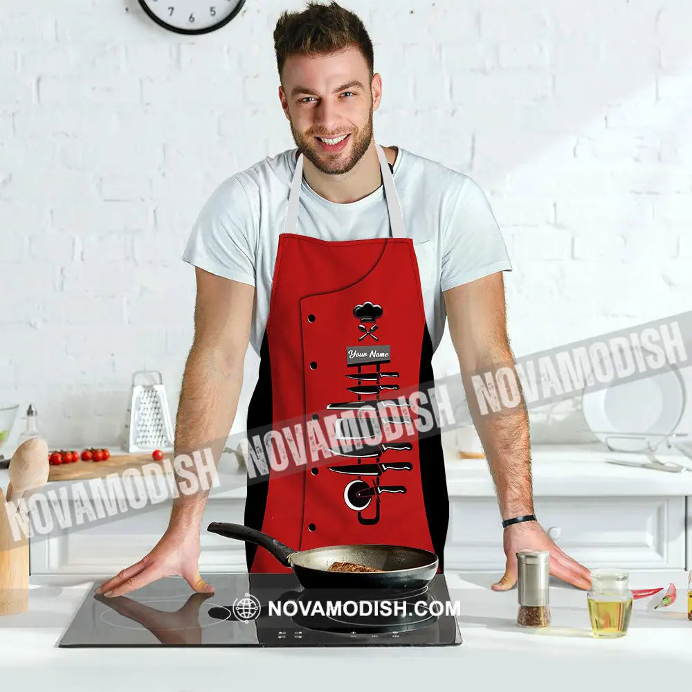 Unisex Apron - Custom Name Apron For Chef - Knife Collection