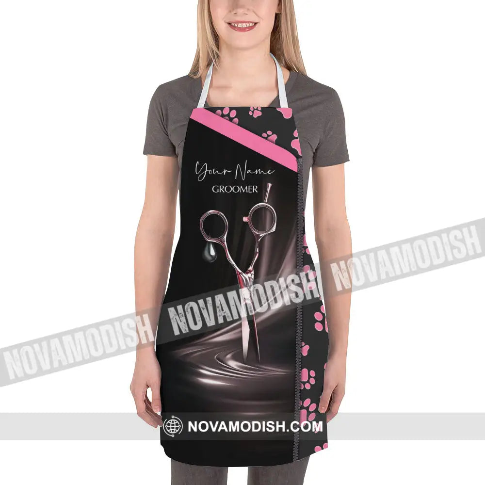 Unisex Apron Custom Name Apron - Groomer Paws Custom Name Apparel Apron