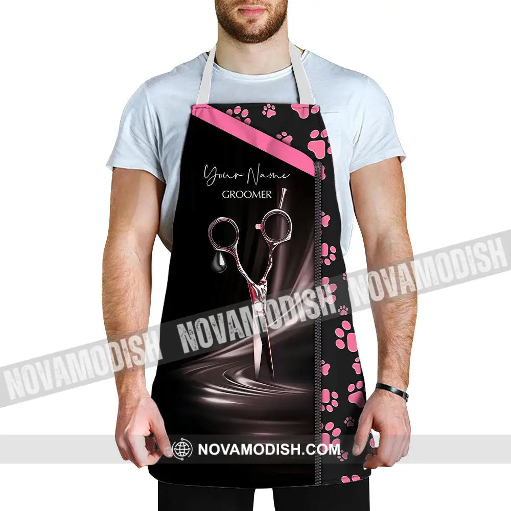 Unisex Apron Custom Name Apron - Groomer Paws Custom Name Apparel Apron