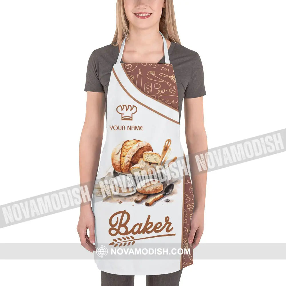 Unisex Apron - Custom Name White Apron - Baker Making Apparel