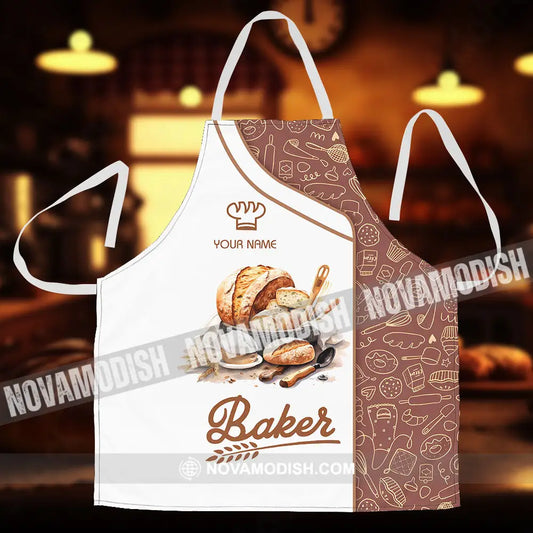 Unisex Apron - Custom Name White Apron - Baker Making Apparel