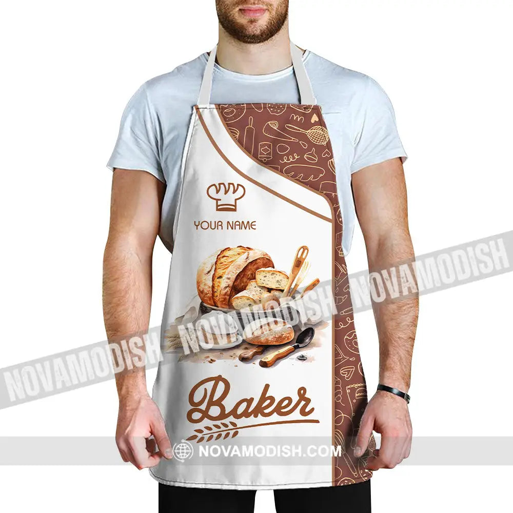Unisex Apron - Custom Name White Apron - Baker Making Apparel