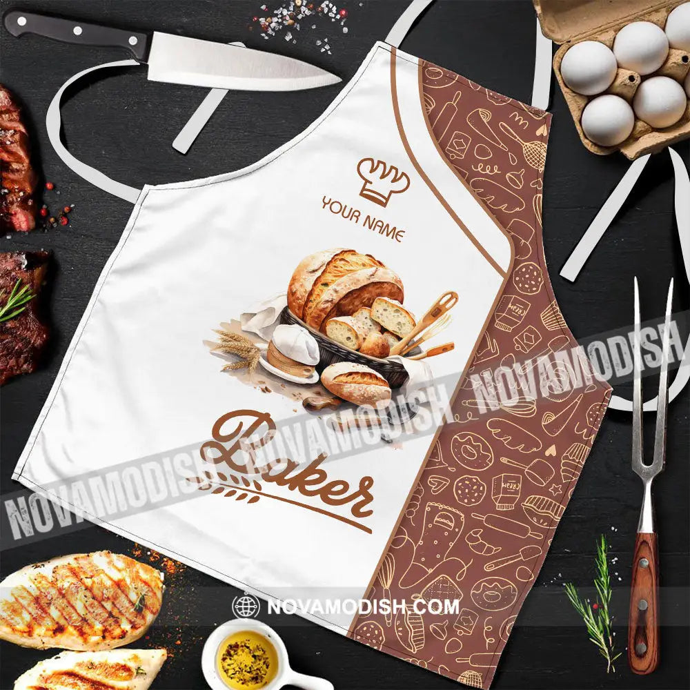Unisex Apron - Custom Name White Apron - Baker Making Apparel