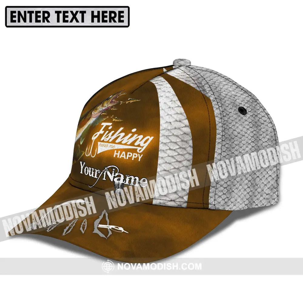 Unisex Cap Custom Fishing Makes Me Happy Cap Cap
