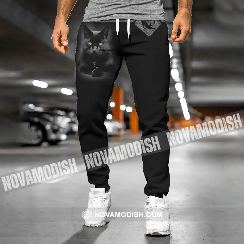 Unisex Clothing Black Cat Jogger Pants For Lovers