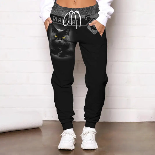 Unisex Clothing Black Cat Jogger Pants For Lovers