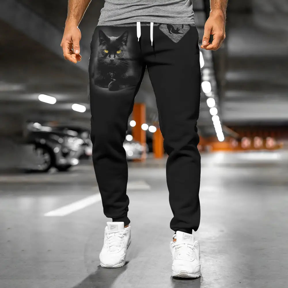 Unisex Clothing Black Cat Jogger Pants For Lovers