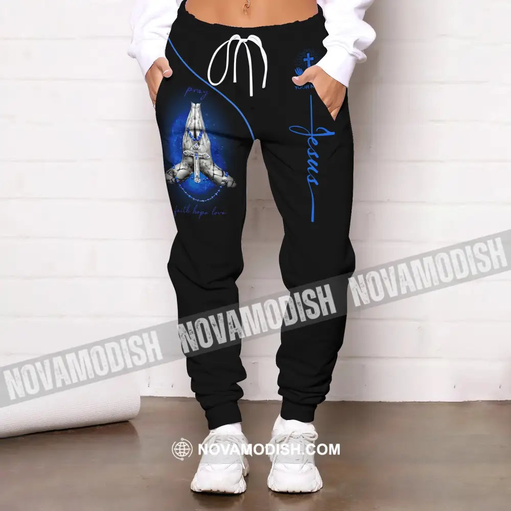 Unisex Clothing Custom Jesus Pray Faith Hope Love Jogger Pants Gift For Christian