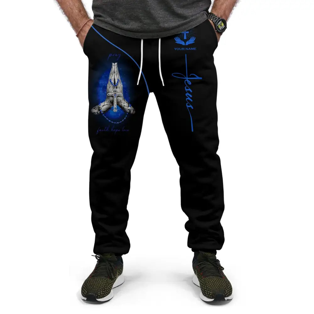 Unisex Clothing Custom Jesus Pray Faith Hope Love Jogger Pants Gift For Christian