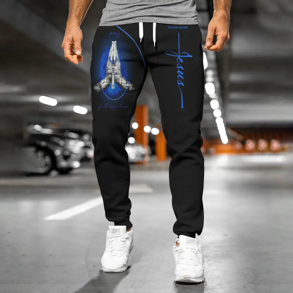 Unisex Clothing Custom Jesus Pray Faith Hope Love Jogger Pants Gift For Christian