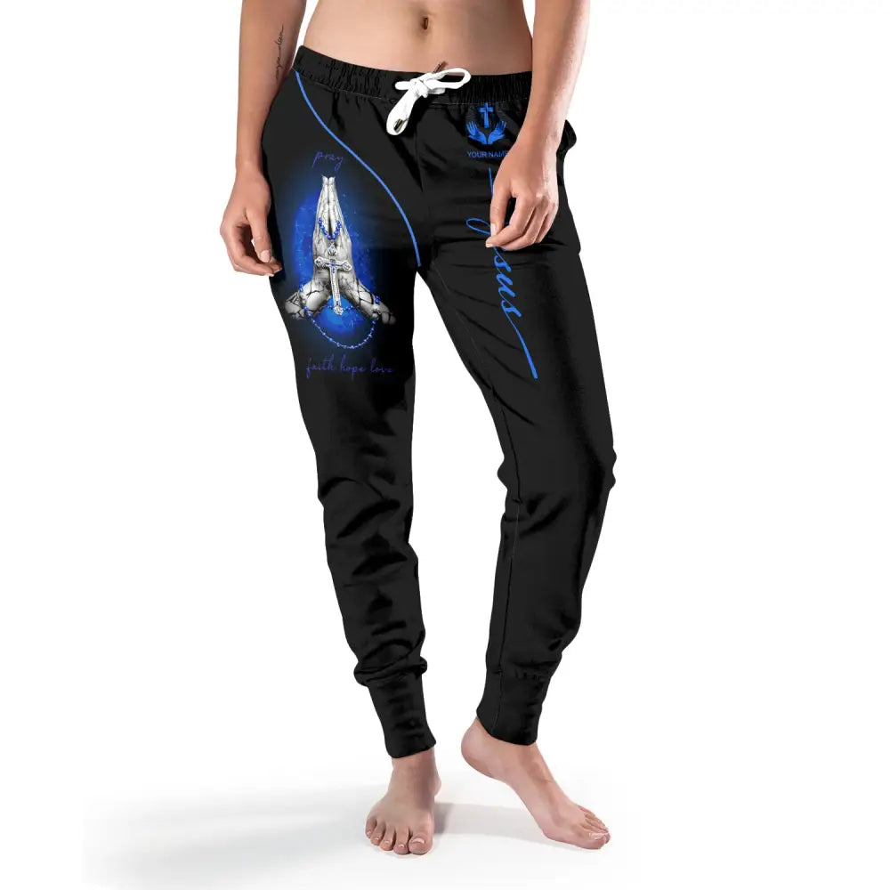 Unisex Clothing Custom Jesus Pray Faith Hope Love Jogger Pants Gift For Christian