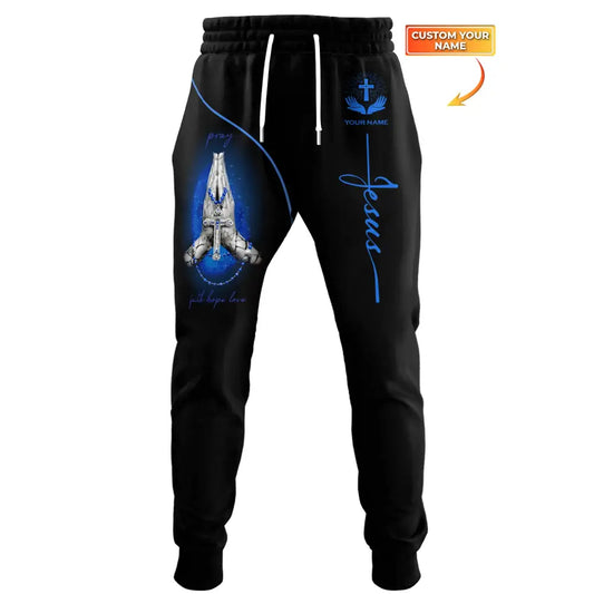 Unisex Clothing Custom Jesus Pray Faith Hope Love Jogger Pants Gift For Christian S