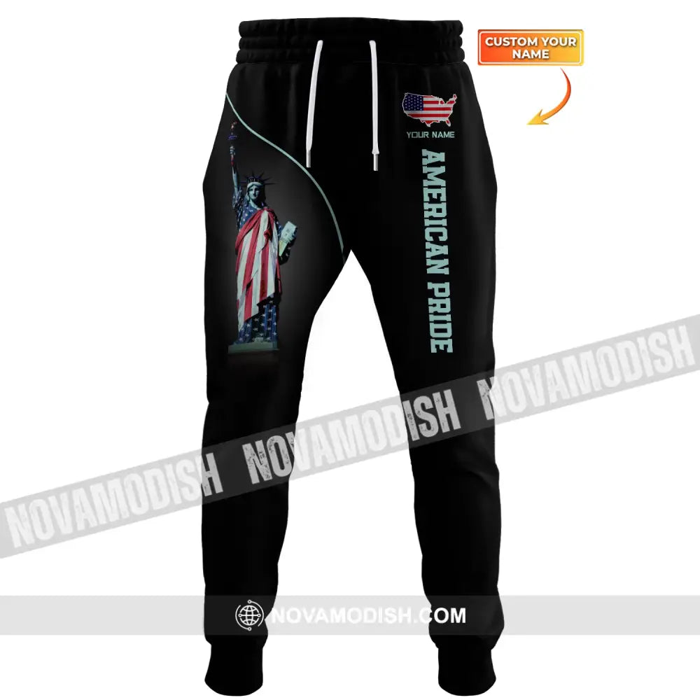 Unisex Clothing Custom Jogger American Pride Pants Independence Day Statue Of Liberty Apparel