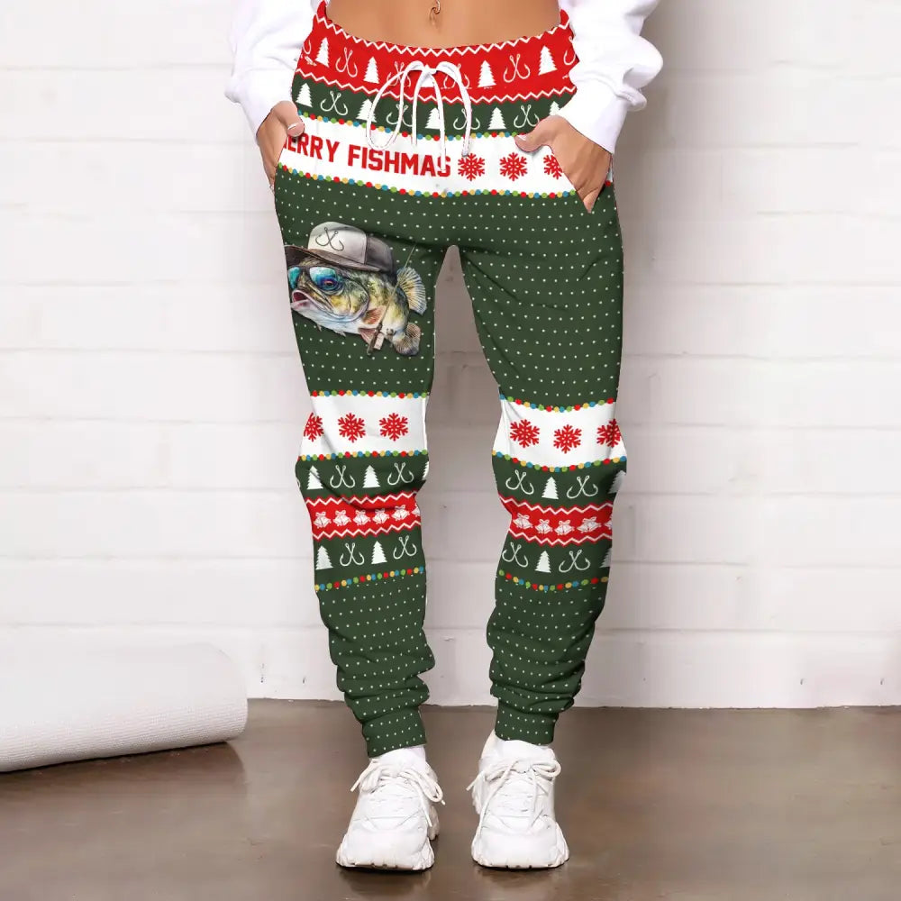Unisex Clothing Merry Fishmas Jogger Sportwear Gift For Christmas Pants