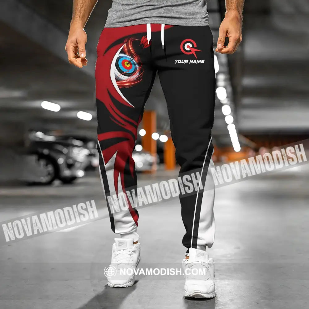 Unisex Pants - Custom Name Archery Sport Pants Red Wave Pants