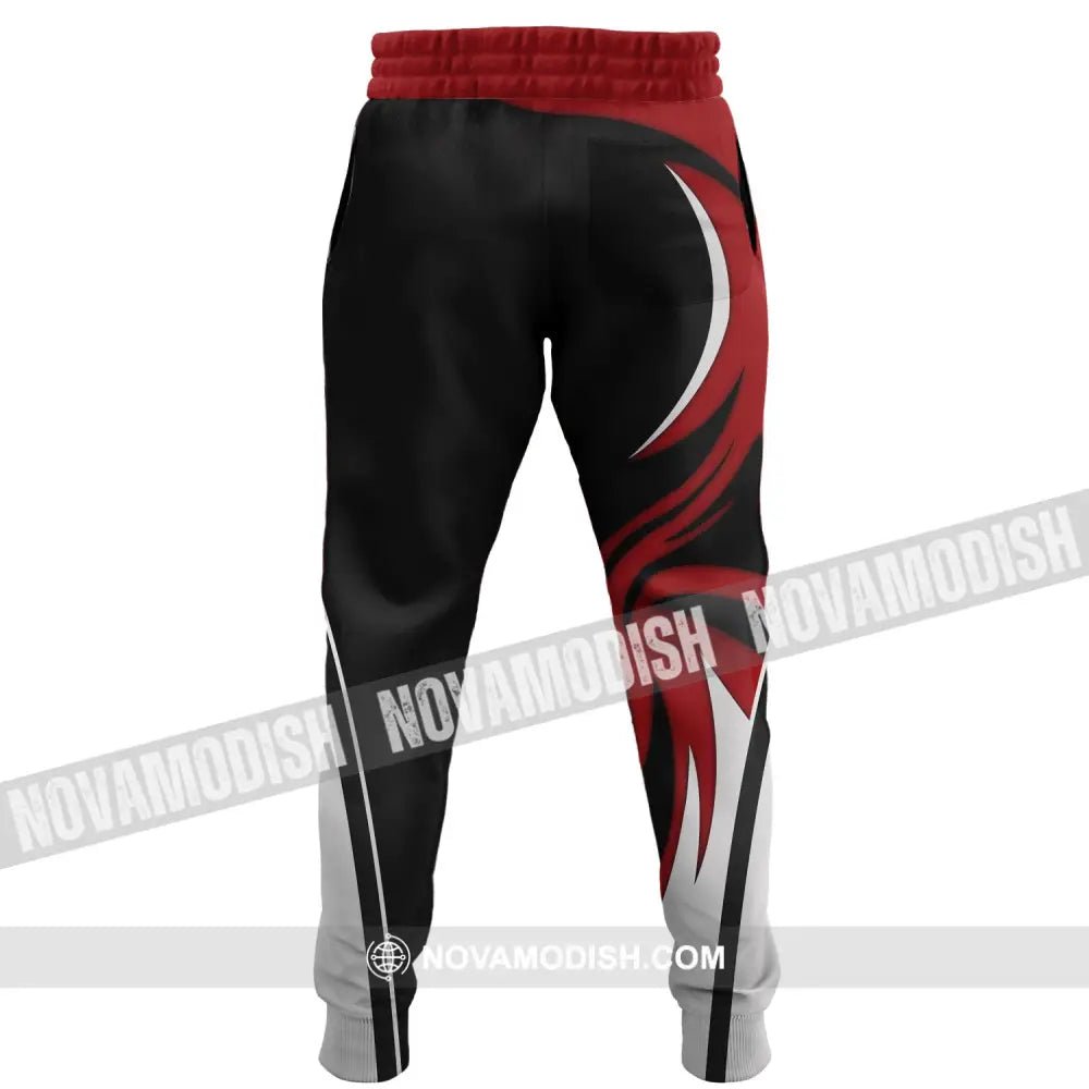 Unisex Pants - Custom Name Archery Sport Pants Red Wave Pants