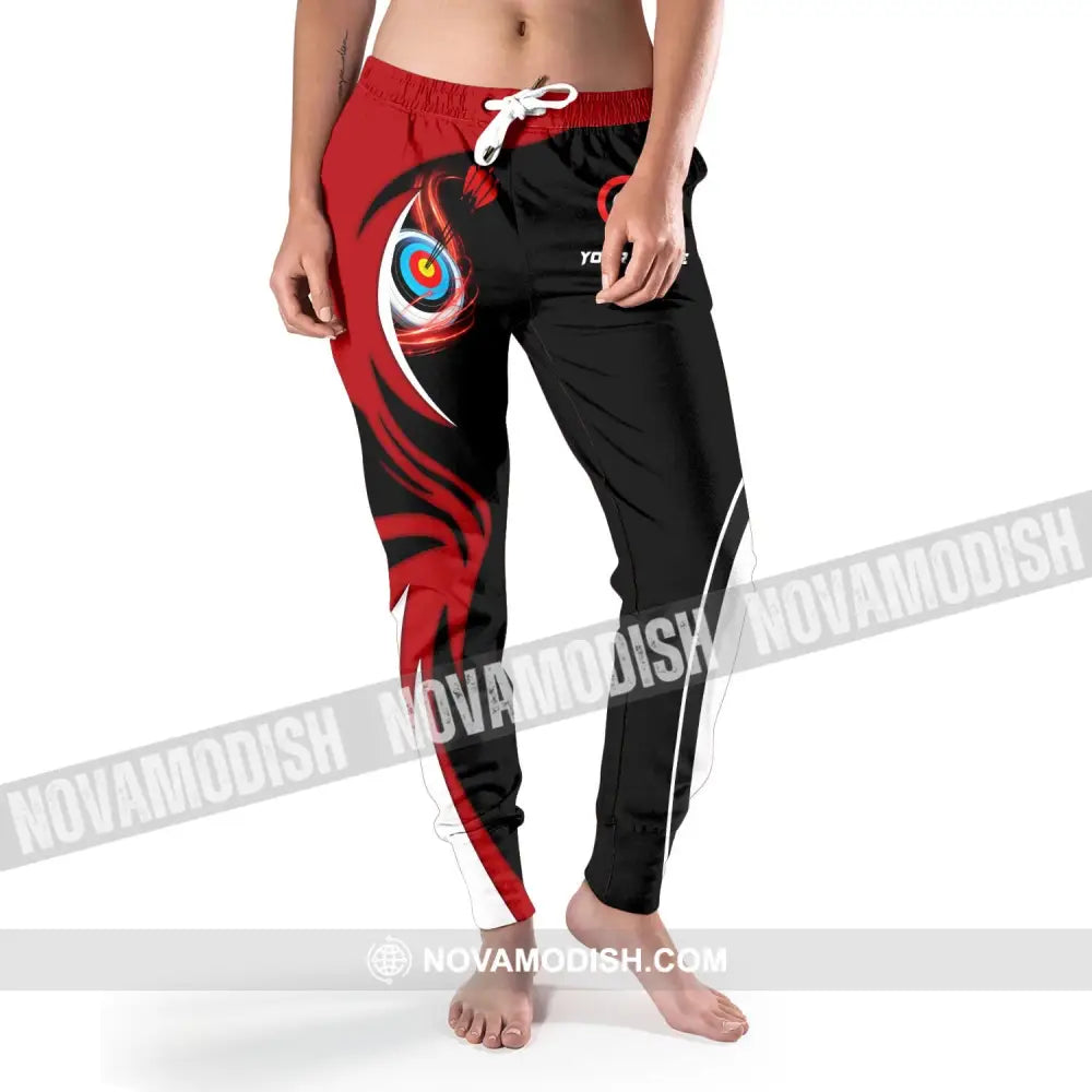Unisex Pants - Custom Name Archery Sport Pants Red Wave Pants
