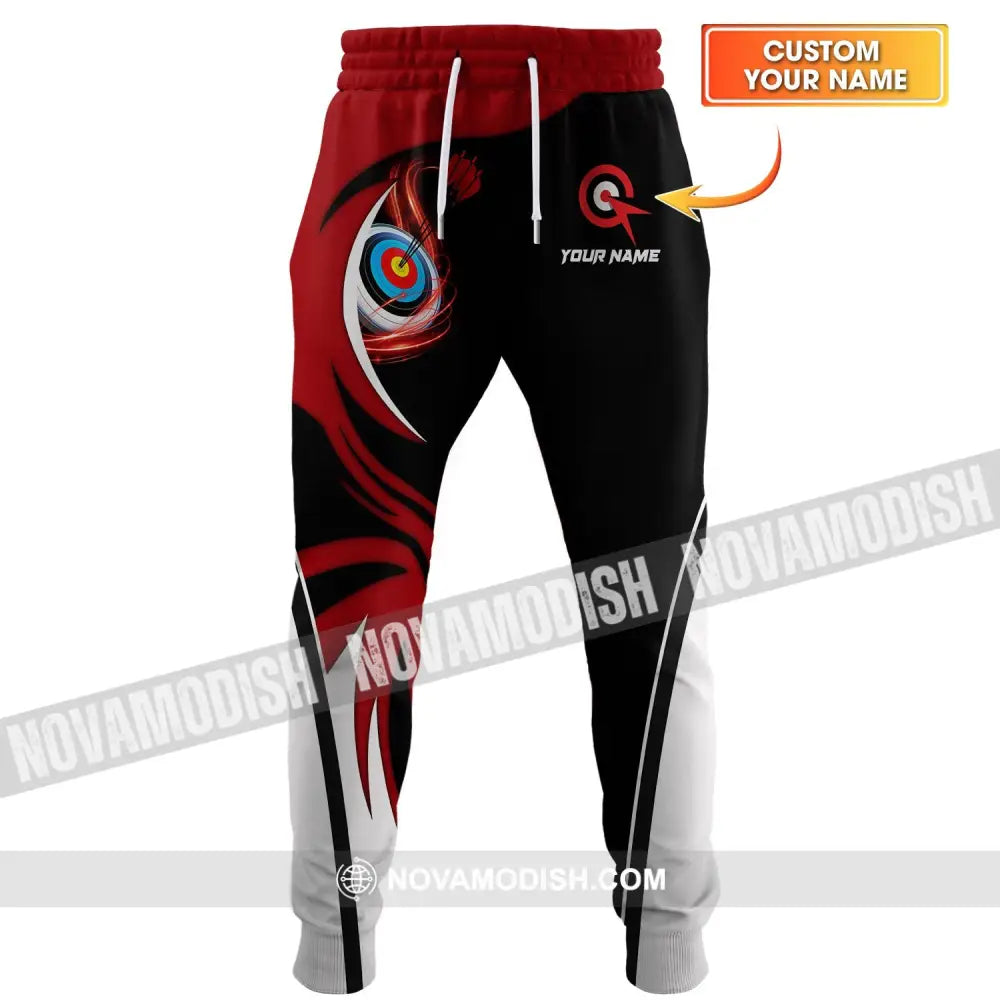 Unisex Pants - Custom Name Archery Sport Pants Red Wave S Pants