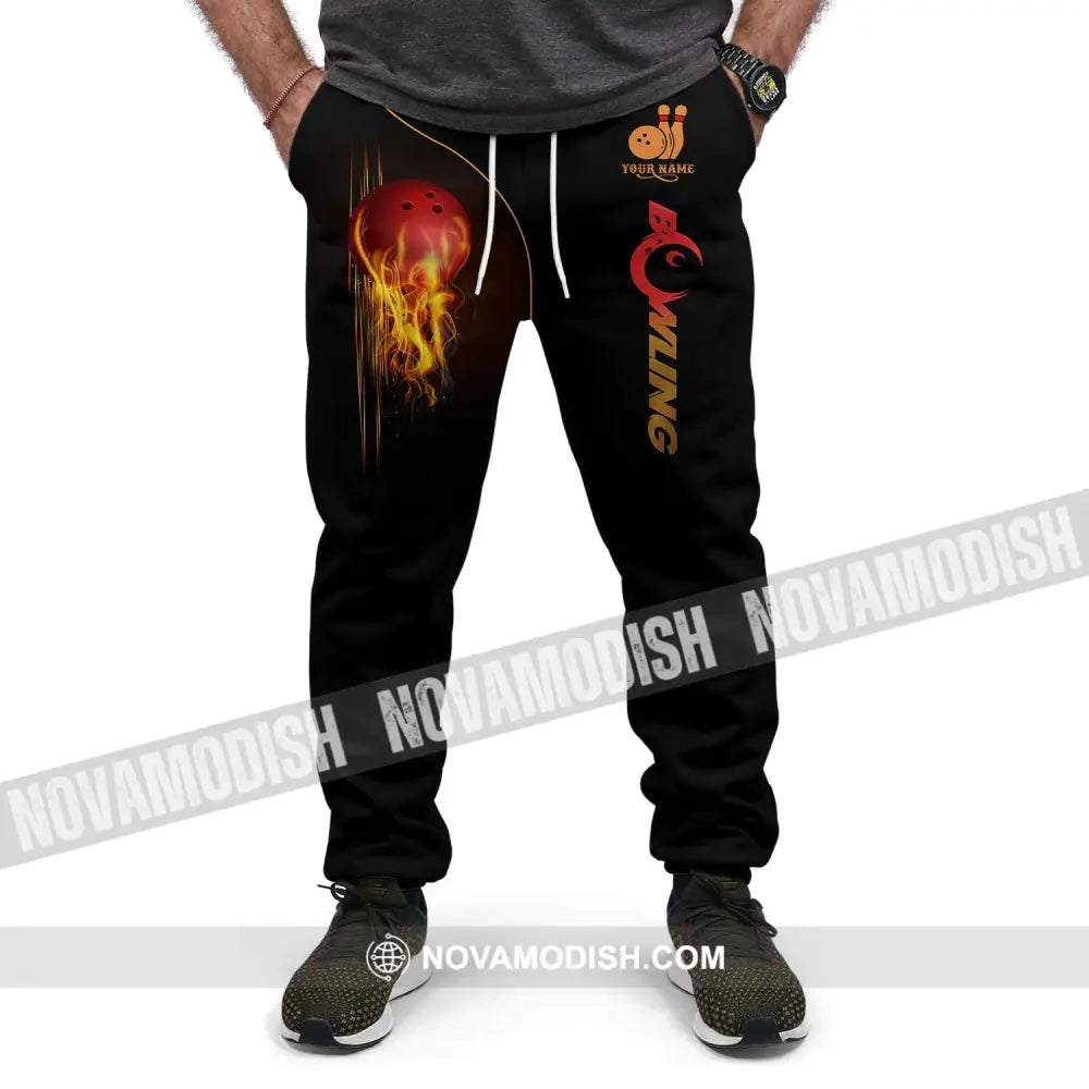 Unisex Pants - Custom Name Fire Bowling Pants Pants
