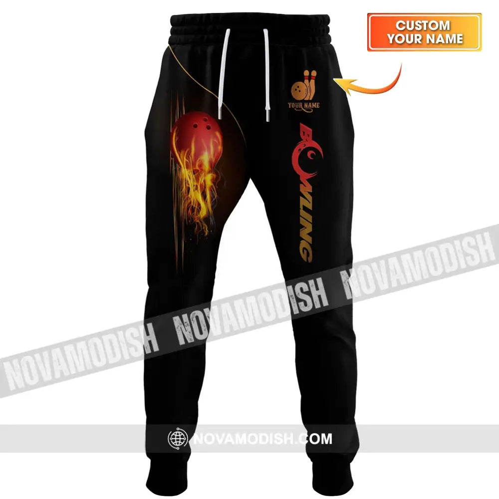 Unisex Pants - Custom Name Fire Bowling Pants S Pants