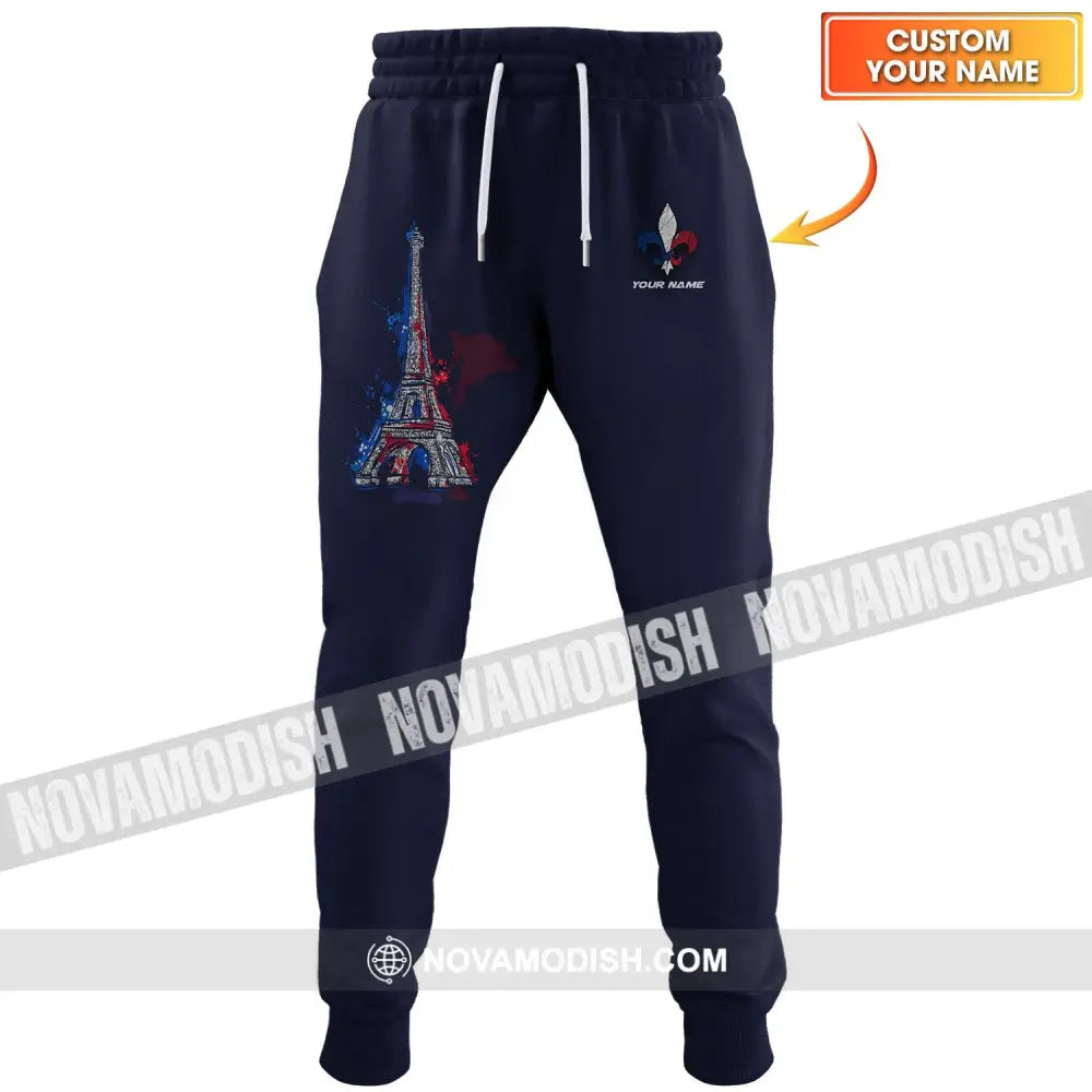 Unisex Pants - Custom Name Shirt - Eiffel Tower France Color Jogger Pants S Pants