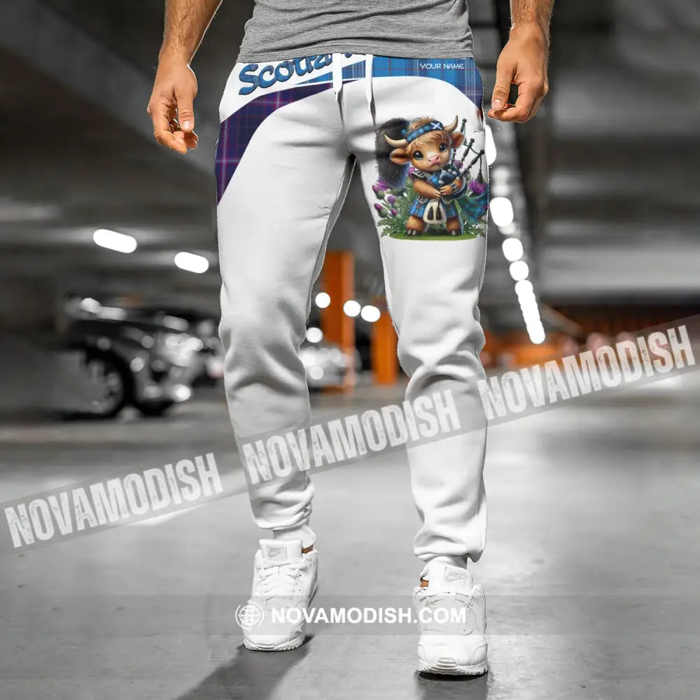 Unisex Pants - Custom Text Pants Scotland Highland Cow With Bagpipes Pants Pants