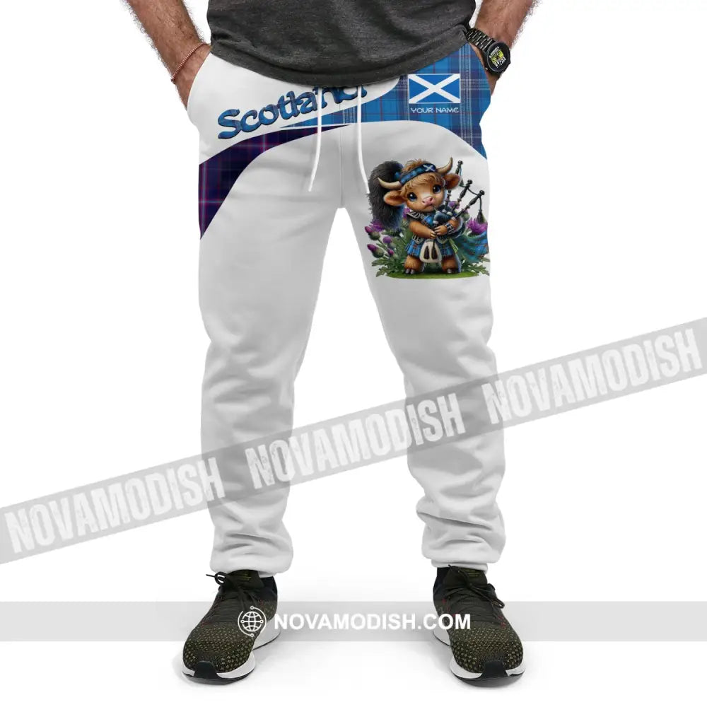 Unisex Pants - Custom Text Pants Scotland Highland Cow With Bagpipes Pants Pants