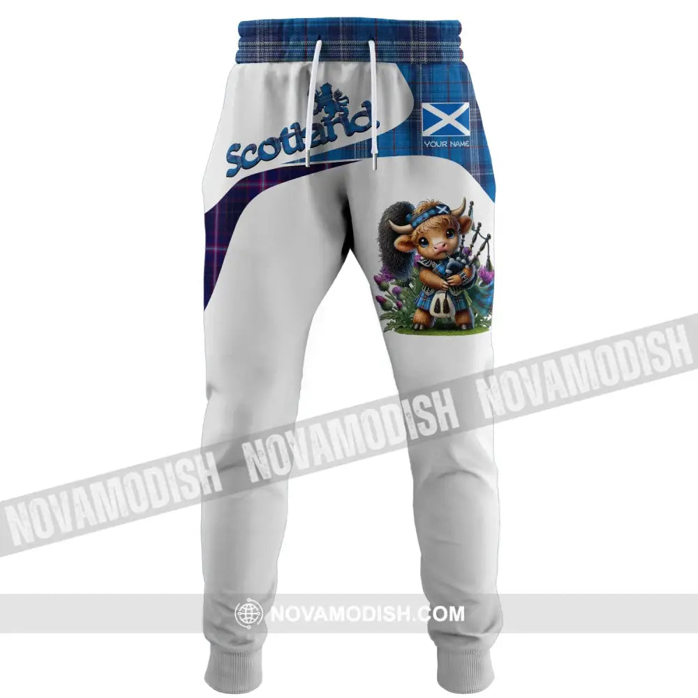 Unisex Pants - Custom Text Pants Scotland Highland Cow With Bagpipes Pants Pants