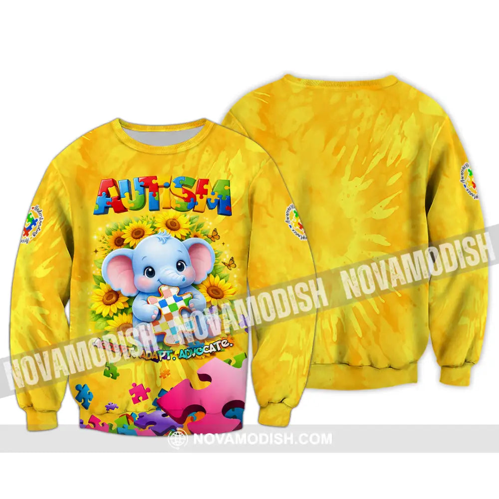 Unisex Shirt - Accept Adapt Advocate Autism 3D Shirt Long Sleeve / S T-shirt