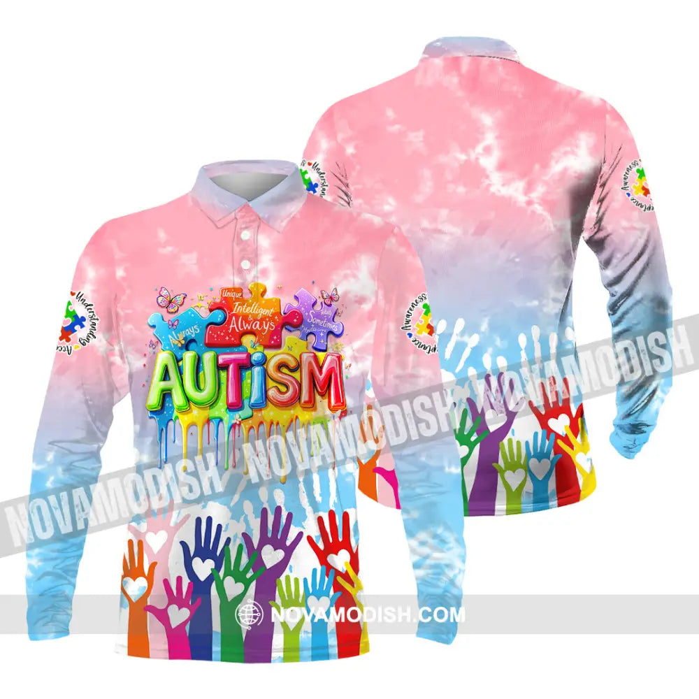 Unisex Shirt - Autism 3D Shirt Long Sleeve Polo / S T-shirt
