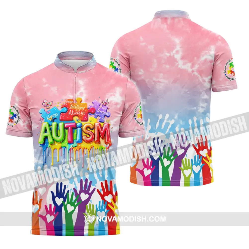 Unisex Shirt - Autism 3D Shirt Zipper Polo Shirt / S T-shirt