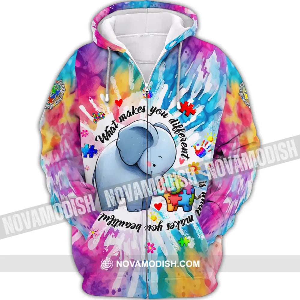 Unisex Shirt - Autism What Make You Different 3D Shirt Zipper Hoodie / S T-shirt